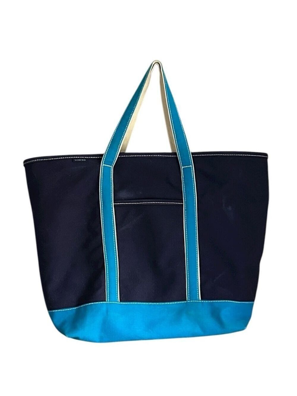 Lands’ End XL 5 Pocket Navy and Blue Heavy Canvas Bag RARE COLORWAY
